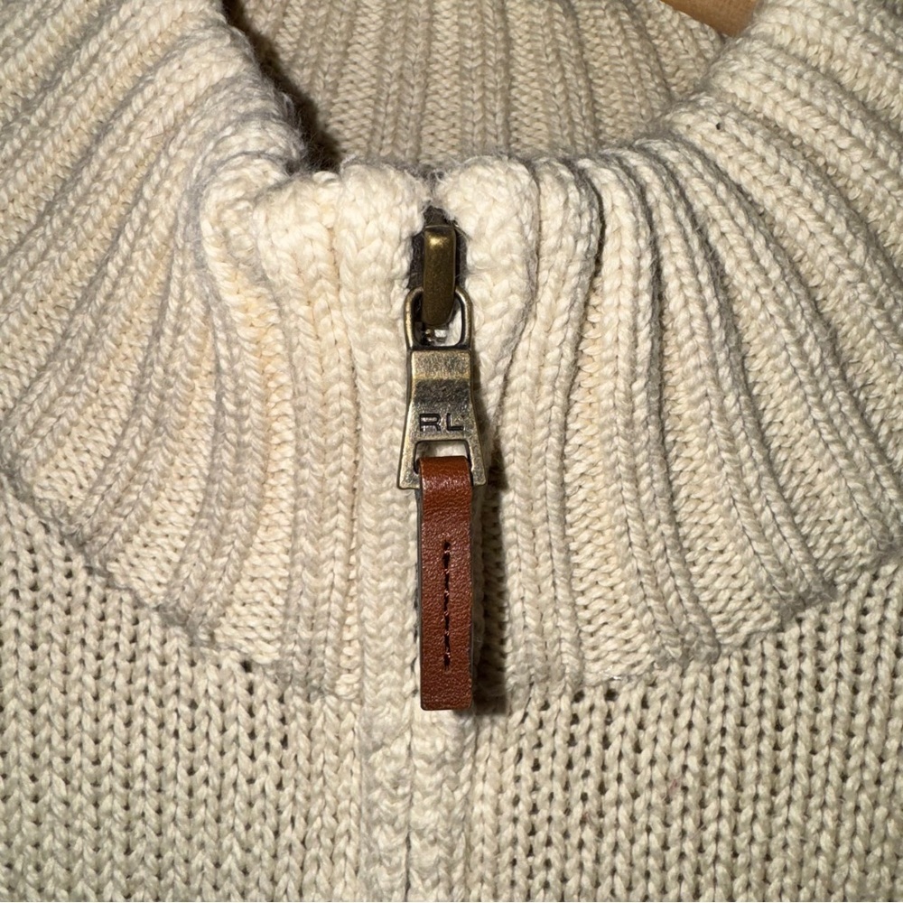Ralph Lauren Men's Beige 1/4 Zip Sweater XL - Picture 3 of 7